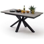 Table � manger extensible en c�ramique anthracite et m�tal noir mat - l. 160 - 240 x h. 76 x p. 90 cm ...