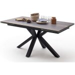 Table � manger extensible en c�ramique imi. bois barique et m�tal noir mat - l. 160 - 240 x h. 76 x p. ...