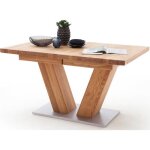 Table � manger extensible en ch�ne sauvage massif longueur 140 - 220 x hauteur 78 x profondeur 90 cm