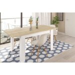 Table  manger extensible imitation chne canadian et blanc artik - hauteur 78 x longueur 140 - 190 x ...