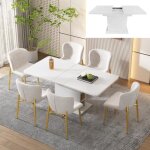 Table  manger extensible avec rangement 130x40x75 cm - blanc