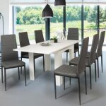 Idmarket table � manger extensible rectangle dona 4 - 8 personnes blanche 80 - 160 cm