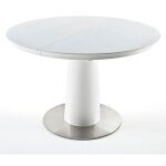 Table à manger extensible ronde laqué blanc mat - 120 - 160 x 76 x 120 cm Table à manger extensible ronde laqué blanc mat - 120 - 160 x 76 x 120 cm