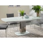 Table  manger extensible talicia - verre tremp & mtal - 6  8 couverts - coloris blanc