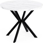 Table � manger extensible ? valeo ? ronde ? style loft ? marbre blanc ? pieds noir ? gain de place ? ...
