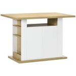 Homcom - table � manger �lot central - panneaux de particule - 110x70x75. 5cm - bois naturel