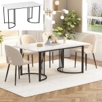 Table  manger 140 x 80 cm - pieds rglables - mtal - blanc / noir