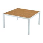 Table � manger de jardin carr�e en aluminium l. 140 cm - naturel clair et blanc - macila de mylia