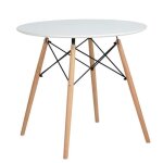 Table  manger de jardin - xjing - pieds simples en bois massif blanc - 4 places - style scandinave moderne ...