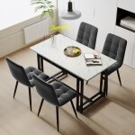 Table  manger de luxe lgre 120x70x74cm - okwish - pieds en mtal et placage de marbre - pour salle ...