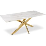 Table de repas design nalou 180cm blanc & or
