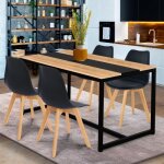 Idmarket table � manger rectangle dover 6 personnes bande centrale noire design industriel 120 cm