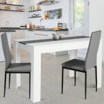 Table � manger rectangle fixe - idmarket - rozy - blanc et gris - 4 personnes - 110 cm