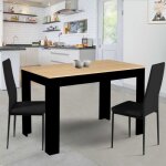 Table � manger rectangle fixe - idmarket - rozy - noir et bois - 4 personnes - 110 cm