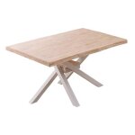 Table à manger rectangulaire en bois coloris chêne nordique pieds blanc - longueur 150 x profondeur 90 ... Table à manger rectangulaire en bois coloris chêne nordique pieds blanc - longueur 150 x profondeur 90 ...