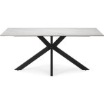 Table � manger rectangulaire en c�ramique effet marbre blanc 8 pers. 180 cm - svenn