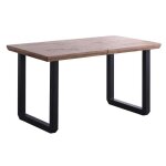 Table � manger rectangulaire extensible en bois coloris ch�ne miel pieds noir - longueur 140 - 220 x ...