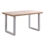 Table � manger rectangulaire extensible en bois coloris ch�ne nordique pieds blanc - longueur140 - 220 ...