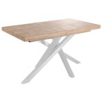 Table à manger rectangulaire extensible en bois coloris chêne - pieds blanc - longueur 140 - 220 x profondeur ... Table à manger rectangulaire extensible en bois coloris chêne - pieds blanc - longueur 140 - 220 x profondeur ...