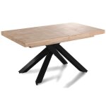 Table  manger rectangulaire extensible en bois coloris chne - pieds noir - longueur 160 - 240 x profondeur ...