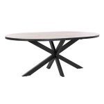 Table � manger table repas ovale en bois miel avec pieds en m�tal noir - longueur 200 x profondeur 100 ...