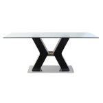 Table � manger table repas rectangulaire en verre tremp� - bois mdf - longueur 180 x profondeur 90 x ...