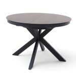 Table à manger table de repas ronde extensible coloris anthracite pieds métal laqué mat - diamètre 120 ... Table à manger table de repas ronde extensible coloris anthracite pieds métal laqué mat - diamètre 120 ...