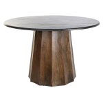 Table  manger table repas ronde en marbre noir - diamtre 120 x hauteur 76 cm