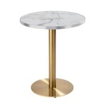 Table à manger ronde 60 cm plateau marbre blanc / argent et pied doré - oviala Table à manger ronde 60 cm plateau marbre blanc / argent et pied doré - oviala