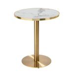 Table � manger ronde 60 cm plateau marbre blanc / dor� et pied dor� - oviala