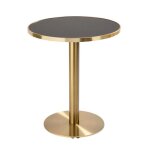 Table  manger ronde 60 cm plateau noir / dor et pied dor - oviala