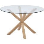 Table  manger ronde alex 120cm - verre et mtal - style moderne