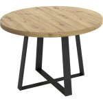 Table  manger ronde en bois coloris chne nordique avec pieds en mtal graphite - diamtre 120 x hauteur ...