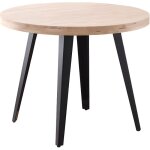 Table � manger ronde en bois coloris ch�ne nordique pieds noir - diam�tre 100 x hauteur 76 cm