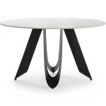 Table � manger ronde en c�ramique effet marbre blanc 4 � 6 pers. 135 cm - orso