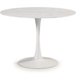 Table � manger ronde effet marbre blanc 4 pers. 110 cm - prima