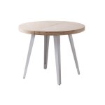 Table à manger ronde extensible en bois coloris chêne nordique pieds blanc - diamètre 100 - 180 x hauteur ... Table à manger ronde extensible en bois coloris chêne nordique pieds blanc - diamètre 100 - 180 x hauteur ...
