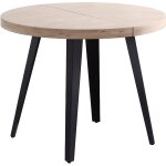 Table à manger ronde extensible en bois coloris chêne nordique pieds noir - diamètre 100 - 180 x hauteur ... Table à manger ronde extensible en bois coloris chêne nordique pieds noir - diamètre 100 - 180 x hauteur ...