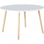 Table � manger ronde extensible coloris blanc - pieds h�tre longueur 140 - 180 x largeur 100 x hauteur ...