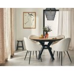 Pampa - table  manger ronde extensible - effet bois et noir - 4  8 personnes - noir / bois