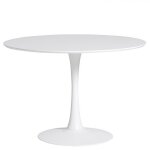 Table à manger ronde en mdf avec armature en métal laqué blanc - diamètre 110 x hauteur 75 cm Table à manger ronde en mdf avec armature en métal laqué blanc - diamètre 110 x hauteur 75 cm