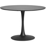 Table � manger ronde en mdf avec armature en m�tal laqu� noir - diam�tre 110 x hauteur 75 cm