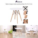 Table à manger ronde scandinave - quiienclee - blanc - 70 x 70 x 72 cm - 4 places - pieds en hêtre Table à manger ronde scandinave - quiienclee - blanc - 70 x 70 x 72 cm - 4 places - pieds en hêtre
