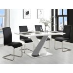 Table à manger salva - 6 personnes - mdf laqué - blanc et anthracite Table à manger salva - 6 personnes - mdf laqué - blanc et anthracite