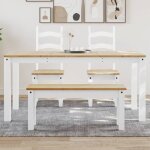 Table  manger - v geby - panama - bois massif de pin - 160x80x75 cm - finition blanche