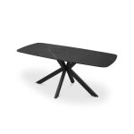 Table � manger vinci longueur 180cm avec plateau de 10mm en pierre effet marbre noir