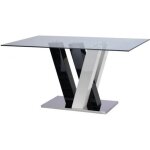 Table � manger winch - 6 couverts - mdf & verre tremp� - noir & blanc