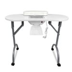 Table de manucure pliable avec aspiration - uisebrt - blanc - roulettes et coussin � main
