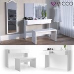 Table de maquillage vicco azur table de maquillage commode de coiffeuse blanche brillante