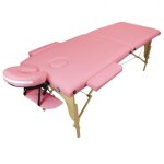 Table de massage pliante 2 zones en bois avec panneau reiki + accessoires et housse de transport - rose ...